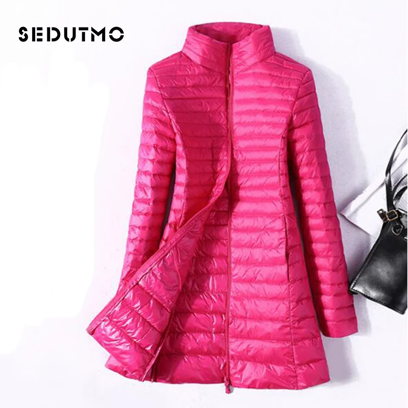 SEDUTMO Mùa Đông Nữ Xuống Áo Siêu Nhẹ Vịt Xuống Áo Khoác Dài Nóc Áo Khoác Mỏng Màu Đen Parkas ED037
