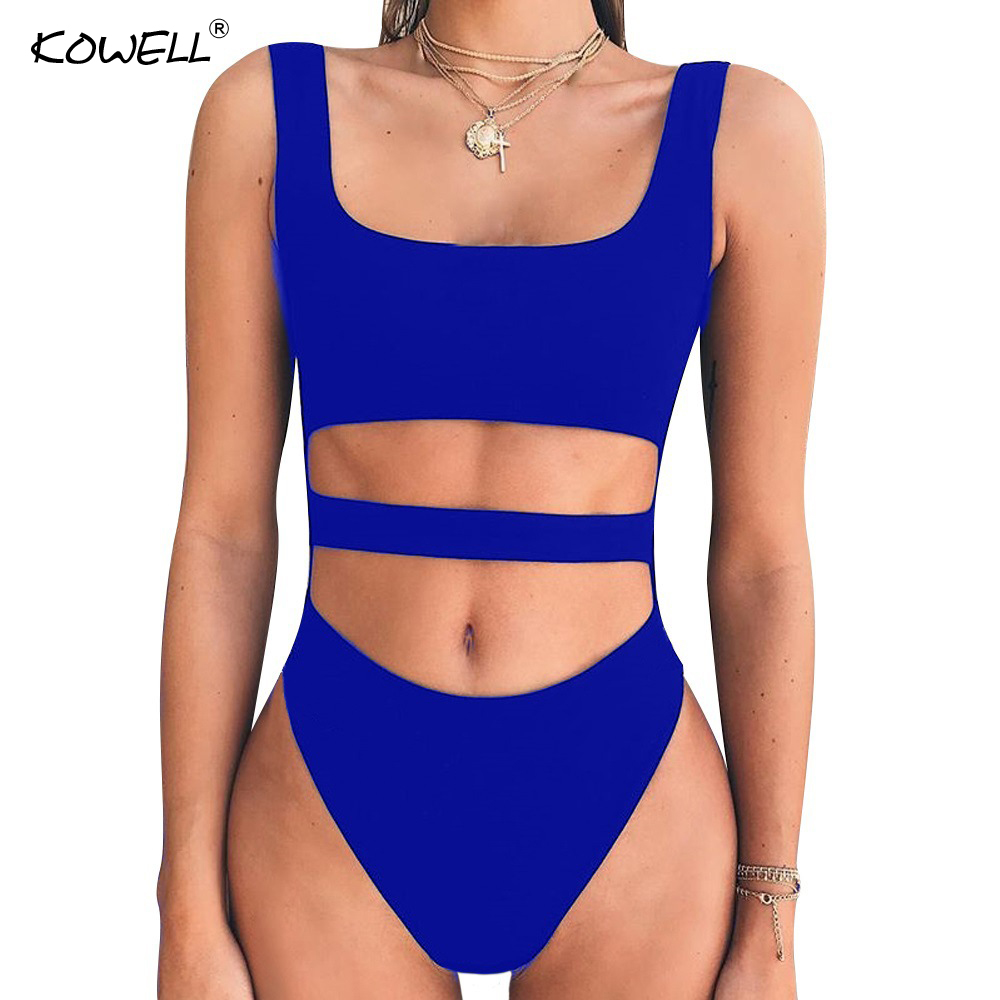 Kowellกลวงออกแขนกุดฤดูร้อนบอดี้สูทเปลือยผอมเซ็กซี่ผู้หญิงเสื้อคลุมหลวมๆJ Umpsuitชายหาดสบายๆผู้หญิงบอดี้สูท