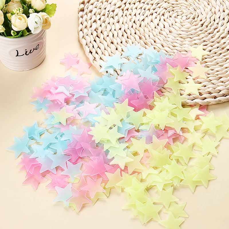 100Pcs Dán Tường Phát Sáng Glow In The Dark Stars Stickers Đối Với Trẻ Em Bé Phòng Phòng Đầy Màu Sắc Huỳnh Quang Home Phòng Trang Trí Nội Thất đề Can