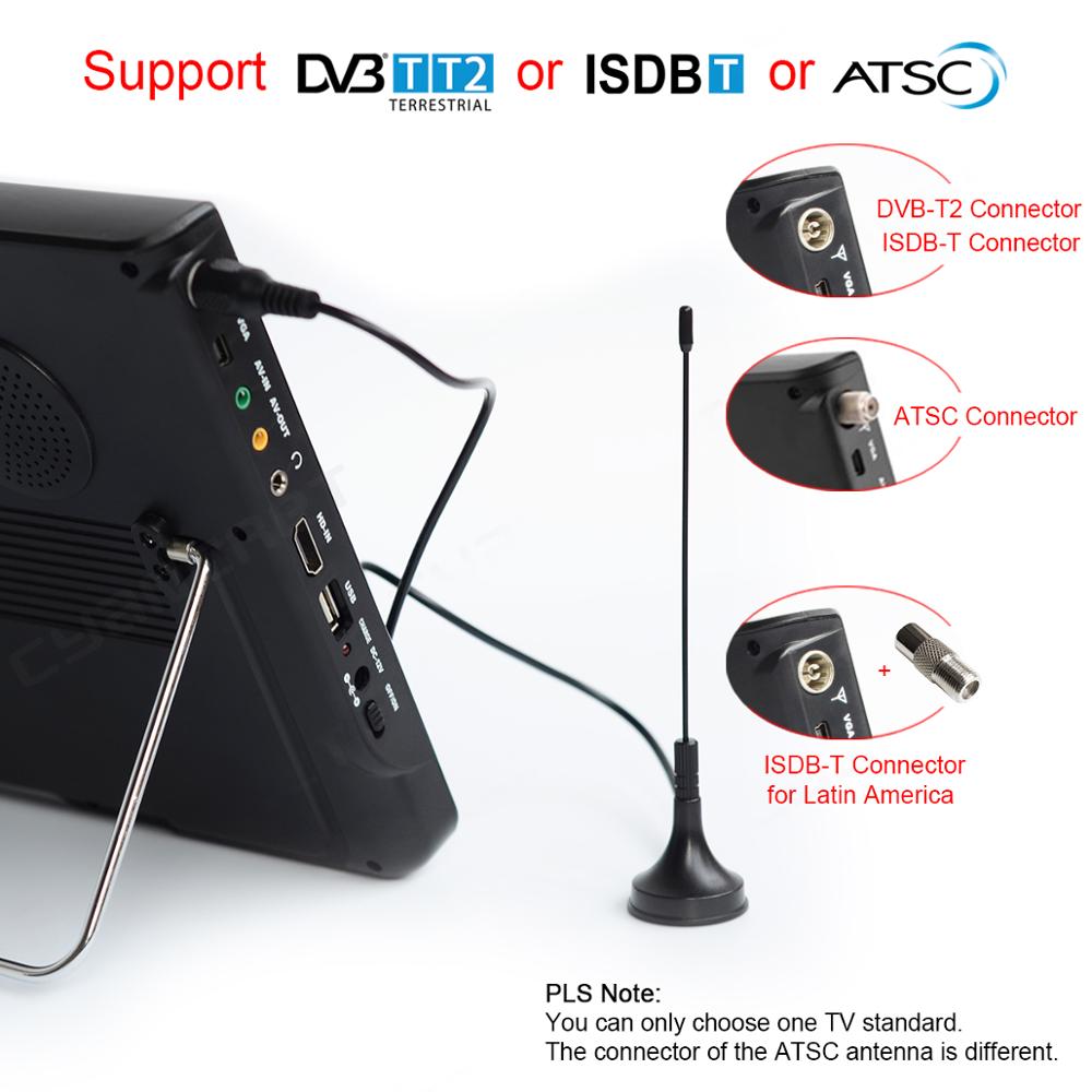 LEADSTAR D12 inch HD Portable TV DVB-T2 ATSC ISDB-T tdt Digital and Analog mini small Car Television Support USB SD Card MP4 AC3