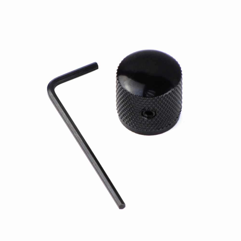 FLEOR 4 Uds perillas de Metal perillas de Control de bajo de guitarra tapas de potenciómetro tapa de cúpula con llave, cromo/negro