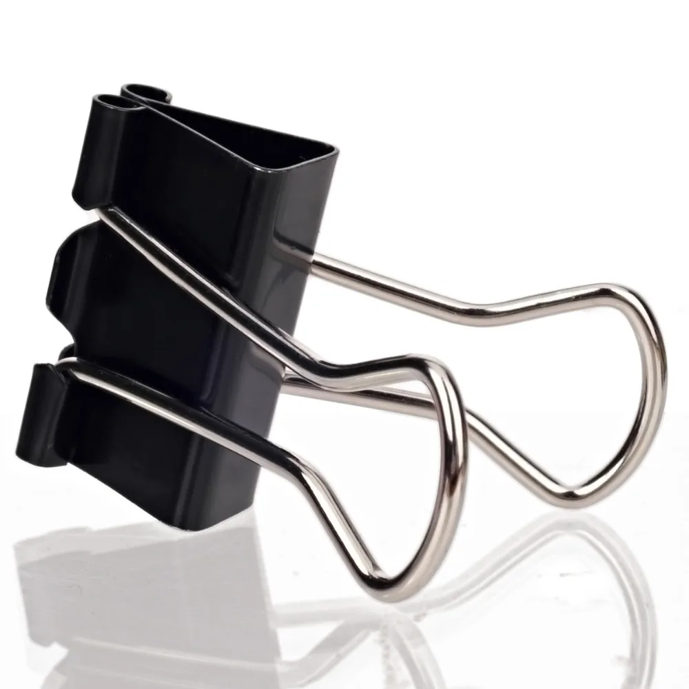 12Pcs 15/19/25/32/41/51mm Schwarz Metall Binder Clips Notizen Brief papier Clip Büro Versorgung Bindung Sicherung Schreibwaren Zubehör