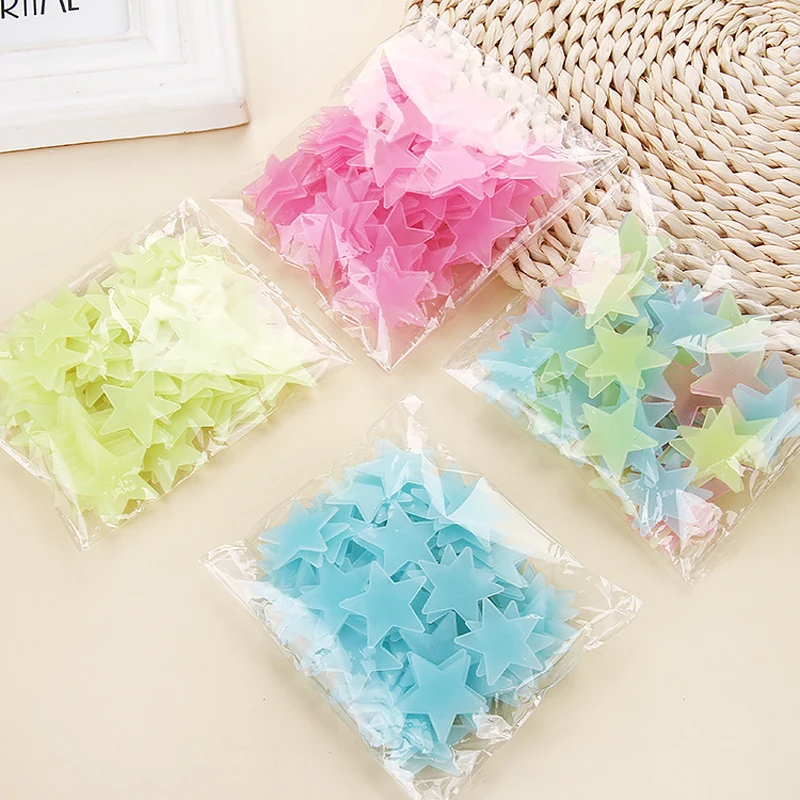 100Pcs Dán Tường Phát Sáng Glow In The Dark Stars Stickers Đối Với Trẻ Em Bé Phòng Phòng Đầy Màu Sắc Huỳnh Quang Home Phòng Trang Trí Nội Thất đề Can