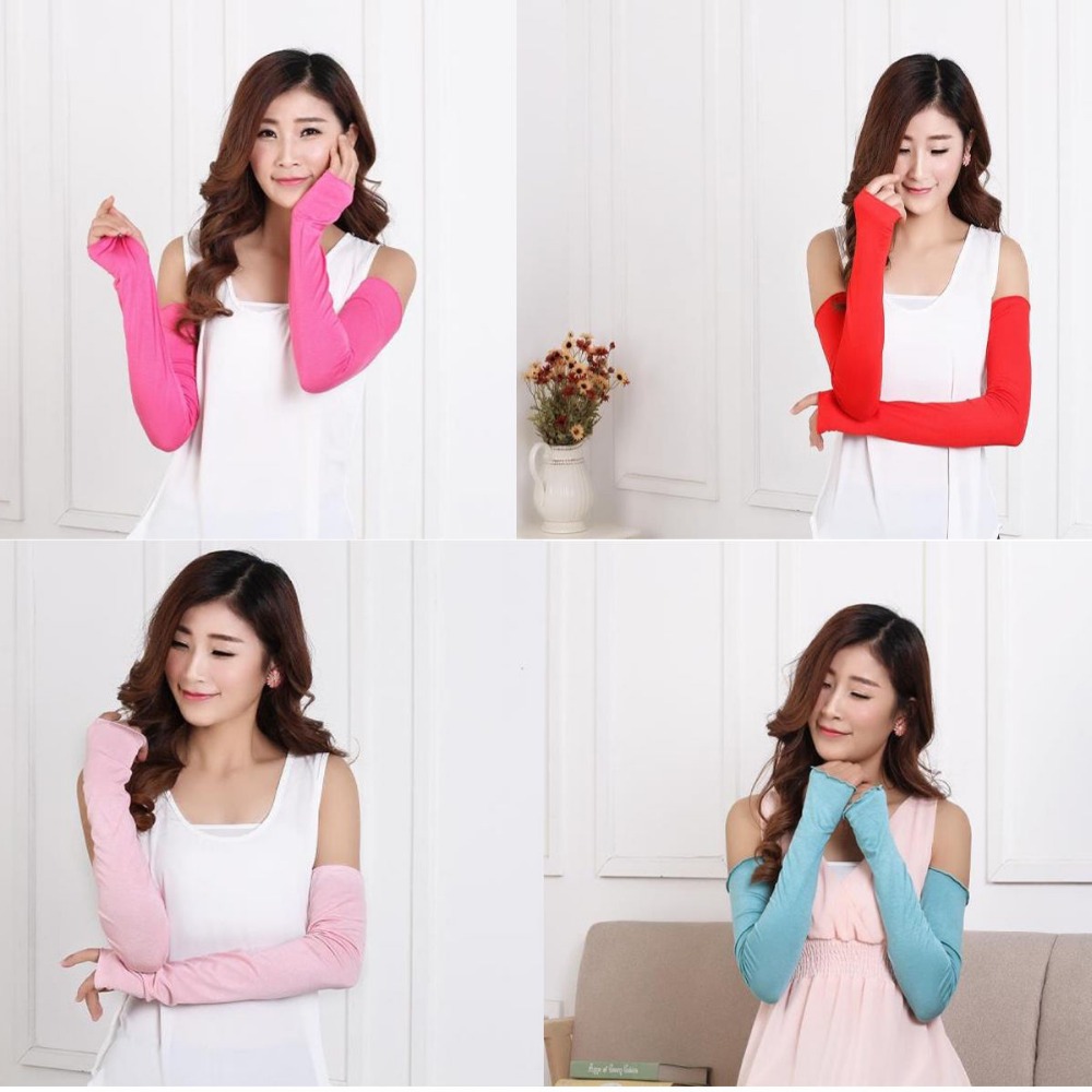 1ペア20色居心地の良い女性の女の子の腕ウォーマーコットンロングフィンガーレス手袋ファッション衣類アクセサリー