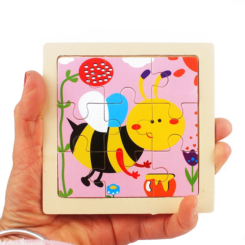 Đồ Chơi Trẻ Em Xếp Hình Gỗ Nhỏ Kích Thước 11*11Cm Gỗ 3D Xếp Hình Ghép Hình Cho Bé Bé Hoạt Hình Động Vật/giao Thông Bộ Ghép Hình Đồ Chơi Giáo Dục