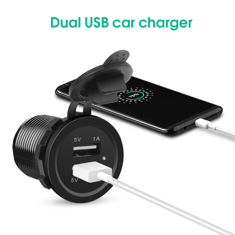KEBID Đôi 12V Cổng USB Sạc Xe Hơi Ổ Cắm Cắm Thuốc Lá Điếu Ổ Cắm Cho Tự Động Thuyền Chống Nước Điện Thoại Di Động Sạc bộ Chuyển Đổi