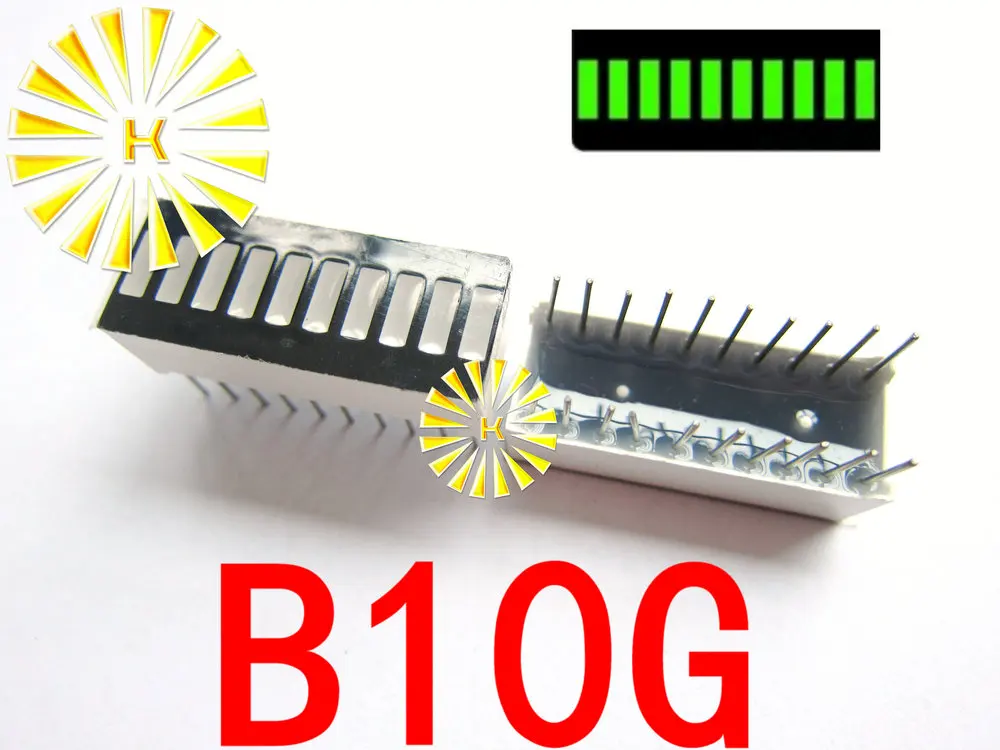 Tubo Digital LED de 10 segmentos, barra de 10x25mm, módulo de pantalla B10G, B10R, B10BB, B10BY, B10BW, 10 unidades