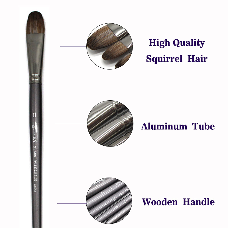 6 ชิ้น/เซ็ต Professional คุณภาพสูงเครื่องมือผมกระรอกภาพวาดสีน้ํามันแปรงแปรง Filbert ปากกาสําหรับจิตรกรรมอะคริลิค art