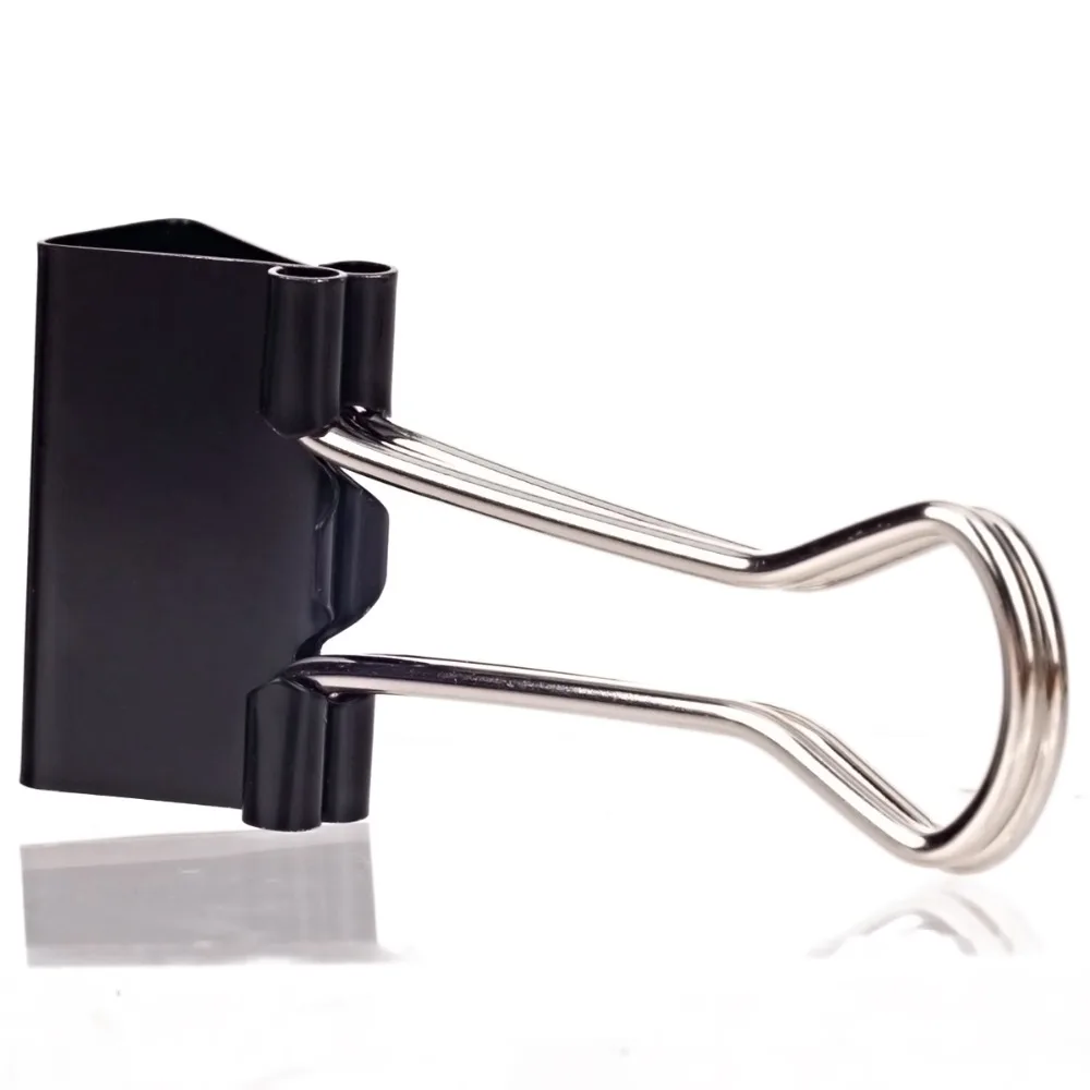12PCS Raccoglitore in metallo Clip di carta nera 51 41 32 25 19 15MM Materiale scolastico per ufficio Cancelleria Rilegatura Forniture File Documenti