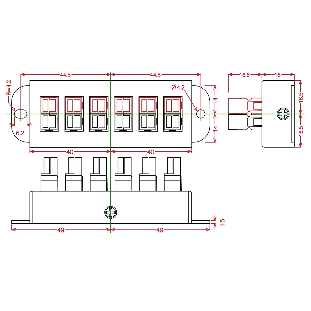 Chunzehui F-1011 6-Position 45A Power Pole Distribution Block Module, Connector Power Splitter Distributor Source Strip.