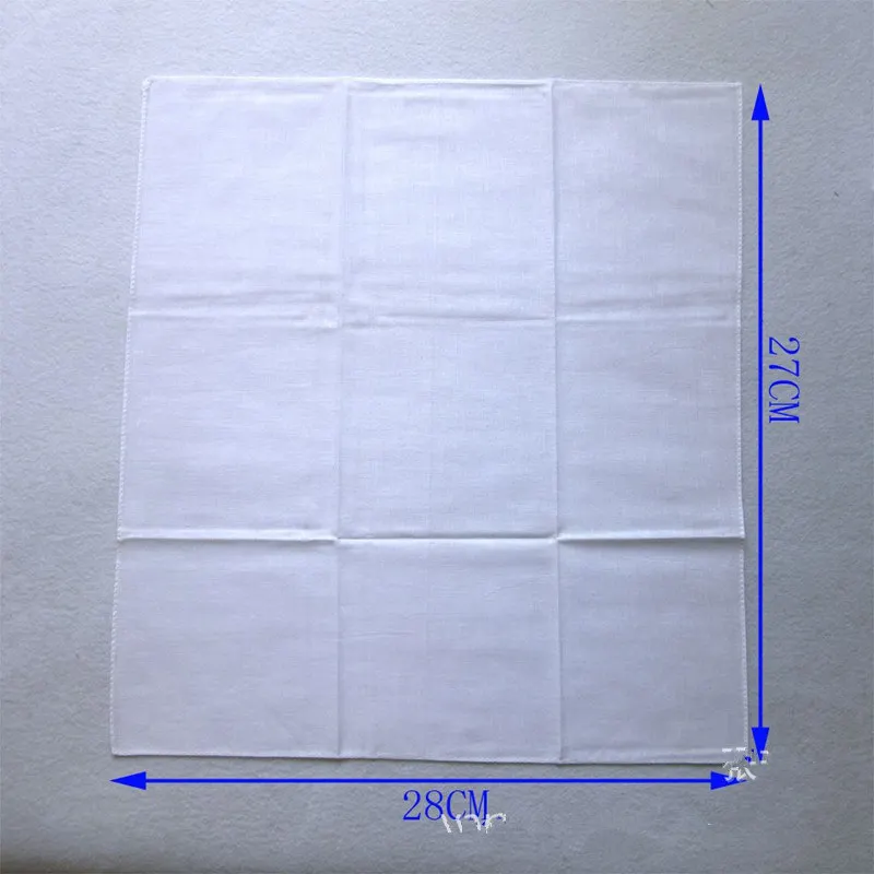 12Pcs Männer Tasche Weiß Baumwolle Dünne Taschentücher Schweiß Handtuch DIY Hand Zeichnung Tasche Platz Plain Taschentuch Heißer QLY9354