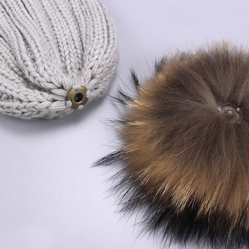 Ouder-kind Caps Schattige Baby Baby Pompon Wintermuts Sjaal Sets Echte Natuurlijke Haarbal Caps Moeder Kinderen Warme Gebreide Hoeden Mutsen