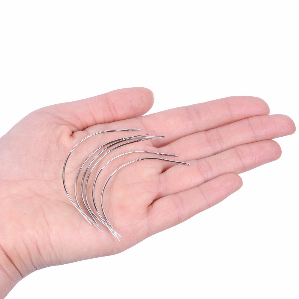 1 rollo de hilo de tejer para el cabello, 12 piezas, 9cm, agujas de tejer, tipo C, aguja curva