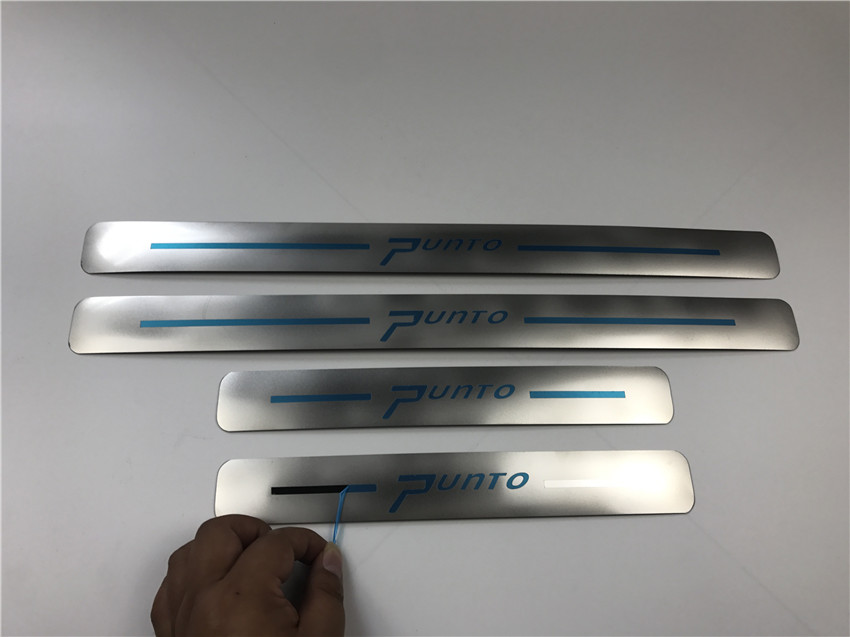 4 Buah/Banyak Stiker Mobil untuk 2012-2017 Fiat Punto Ultra Tipis Stainless Steel Pintu Sill Lecet Lecet Plate
