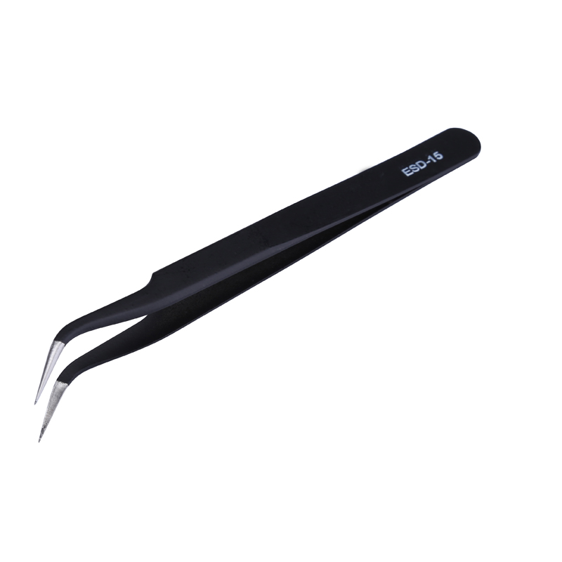2 ชิ้น/ล็อต Anti-static Precision แหนบชุดชี้โค้งสแตนเลส ESD Tweezer Electronics Repair เครื่องมือ