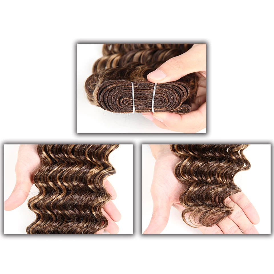 Kiểu Dáng Đẹp Tóc 1 Chỉ Brasil Sâu Sóng Lưng Màu Tự Nhiên Tóc Dệt Đối Phó P1B/30 P4/27 Remy Tóc