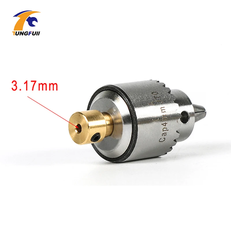 Tungfull Motor Bohrfutter 0,3–4 mm Jto Taper mit Bohrfutterschlüssel 3,17 mm Messing/5 mm Stahl Mini-Elektromotor Bohrfutter Klemmung