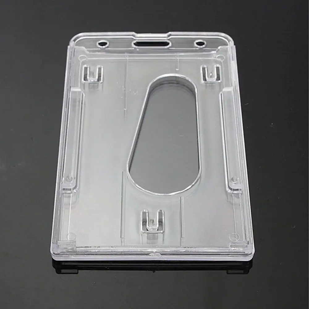 Portatarjetas de diseño Vertical portátil, portatarjetas transparente de doble cara, plástico duro, práctico