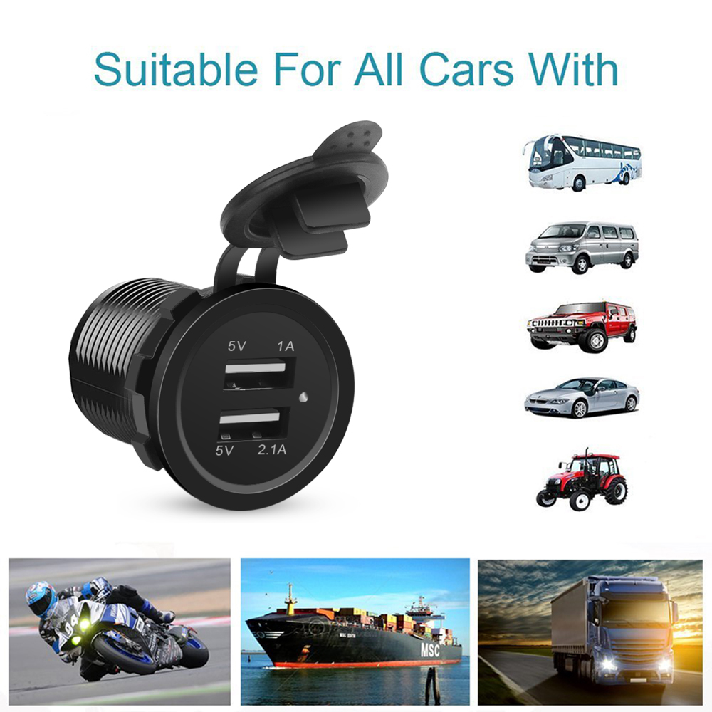 KEBID Đôi 12V Cổng USB Sạc Xe Hơi Ổ Cắm Cắm Thuốc Lá Điếu Ổ Cắm Cho Tự Động Thuyền Chống Nước Điện Thoại Di Động Sạc bộ Chuyển Đổi