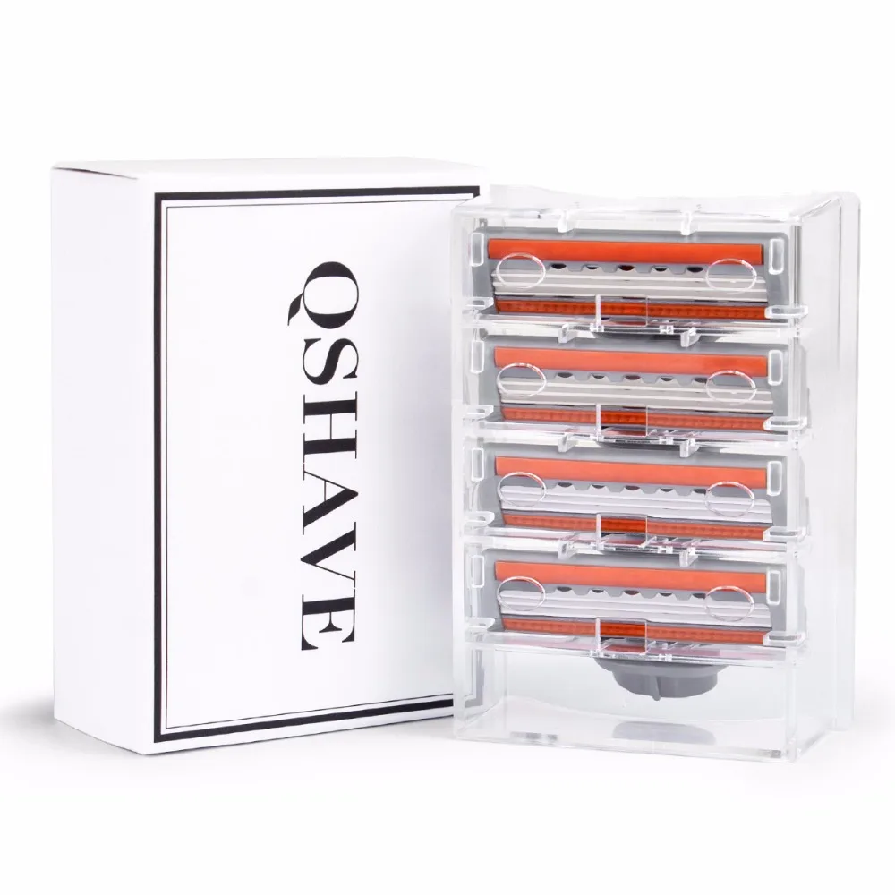 QShave-maquinilla de afeitar azul para hombre, 10 cartuchos y 1 Mango, 5 cuchillas X3, 5 cuchillas X5, 1 mango