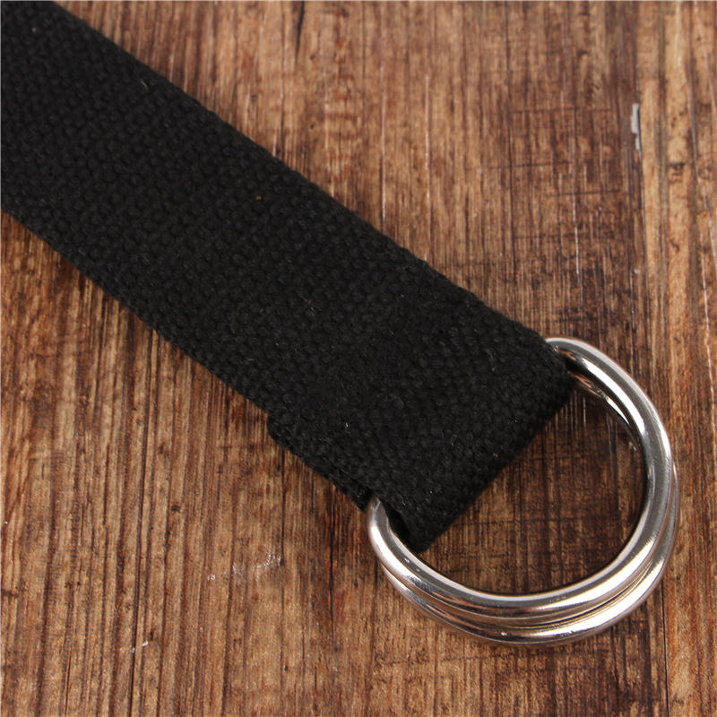 Cinturón de lona de algodón sólido para hombres y mujeres, hebilla de anillo doble en forma de D, Simple, combina con todo, Unisex, cinturón de cintura de lujo, moda