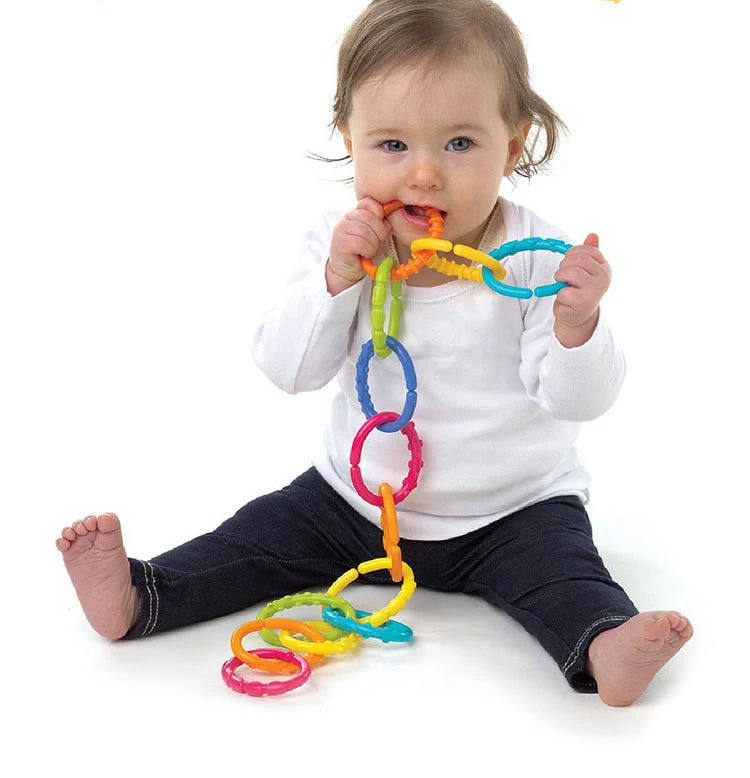 เด็ก DIY ยางกัด BPA ฟรี Chewable การงอกของฟัน Rainbow Molars CHAIN แหวนผ้ากันเปื้อนจับน่ารัก Sensoriel ของเล่นสําหรับเด็ก 0-12 เดือน