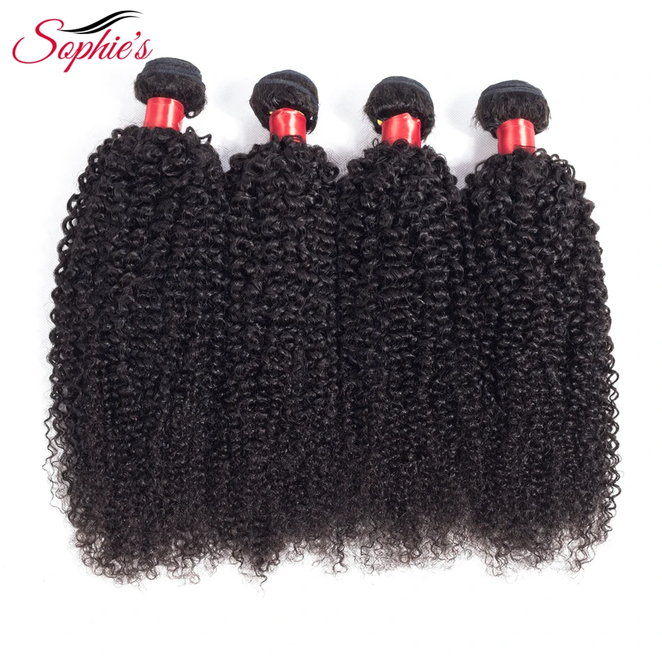 Sophie cabelo brasileiro crespo encaracolado 4 pacotes de cabelo tece cabelo humano não remy tece extensões de cor natural