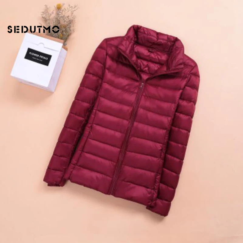 SEDUTMO Frühling Damen Daunenjacken Ultraleichter Winter-Entendaunenmantel Kurzer Kapuzenpullover Pufferjacke Parkas ED659