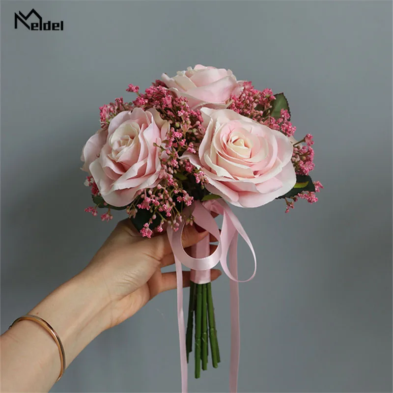 Meldel Tulip ดอกไม้จัดงานแต่งงานช่อดอกไม้เจ้าสาวเพื่อนเจ้าสาวประดิษฐ์ PU Tulip ดอกไม้สีขาวสีเหลือง DIY บ้านงานแต่งงานตกแต่ง