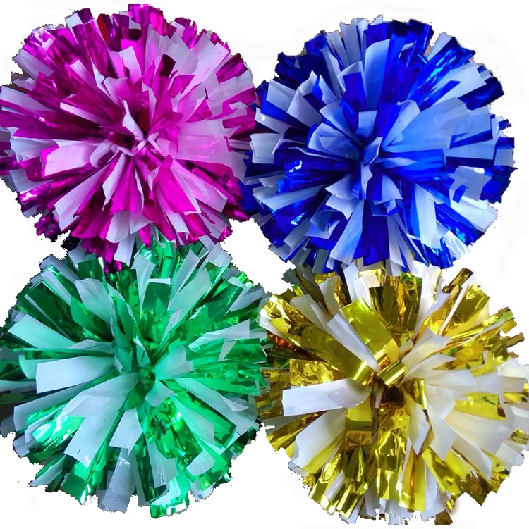 เชียร์ลีดเดอร์ Pompon พร้อมที่จับแหวน, 2ชิ้น, สีแดงผสมสีขาว, เชียร์ลีดเดอร์, เกมปาร์ตี้เต้นรำ, อุปกรณ์กีฬาชัยชนะ, 32ซม.