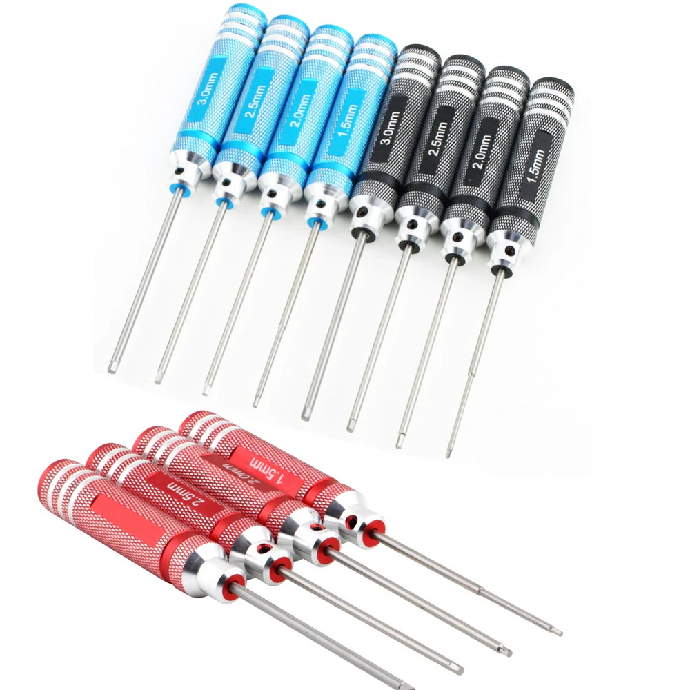RC Tools 4-teiliges Sechskantschraubendreher-Set, Titanbeschichtung, gehärtet, 1,5 2,0 2,5 3,0 mm Schraubendreher für Hubschrauberspielzeug