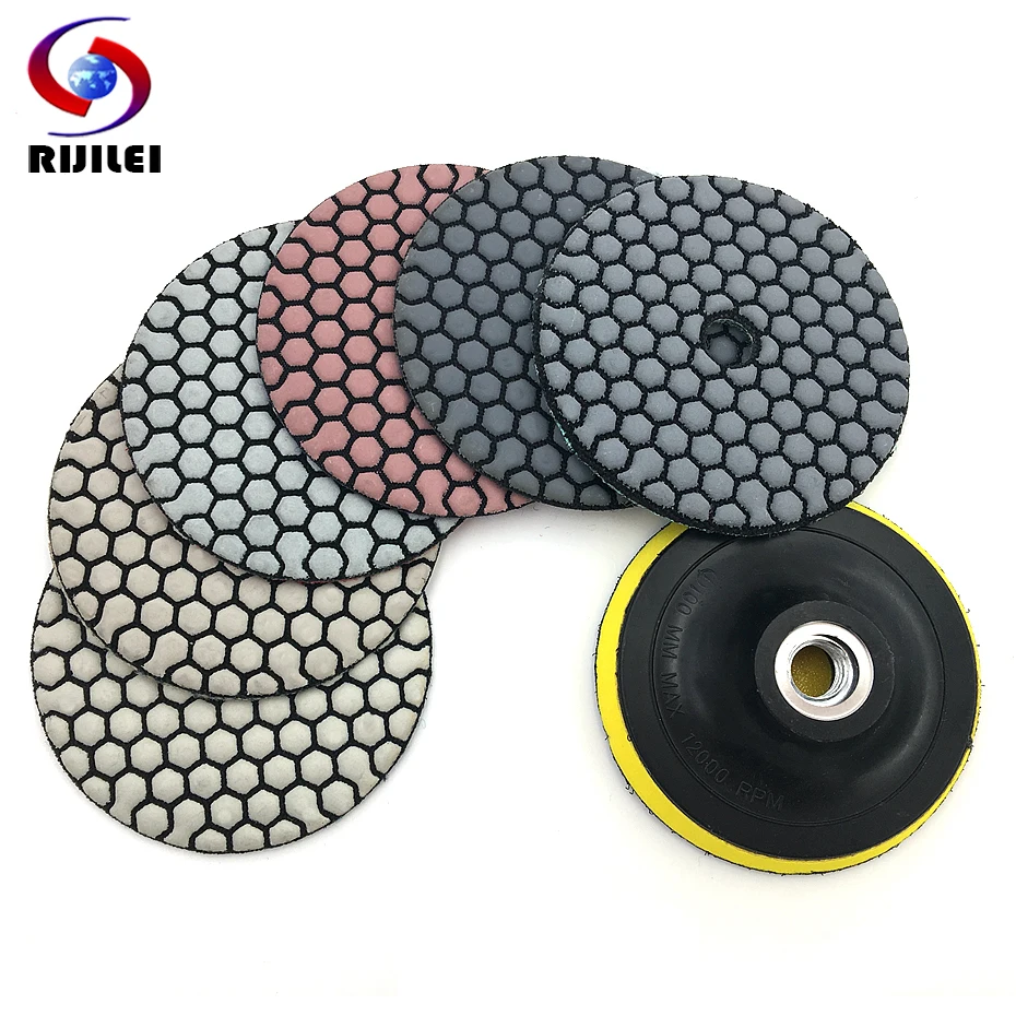 RIJILEI 6 Cái/bộ 3 "/4" Khô Đánh Bóng Sắc Nét Loại Kim Cương Dẻo Xi Đánh Bóng Cho Đá Hoa Cương Đá Cẩm Thạch đá Chà Nhám Đĩa H3