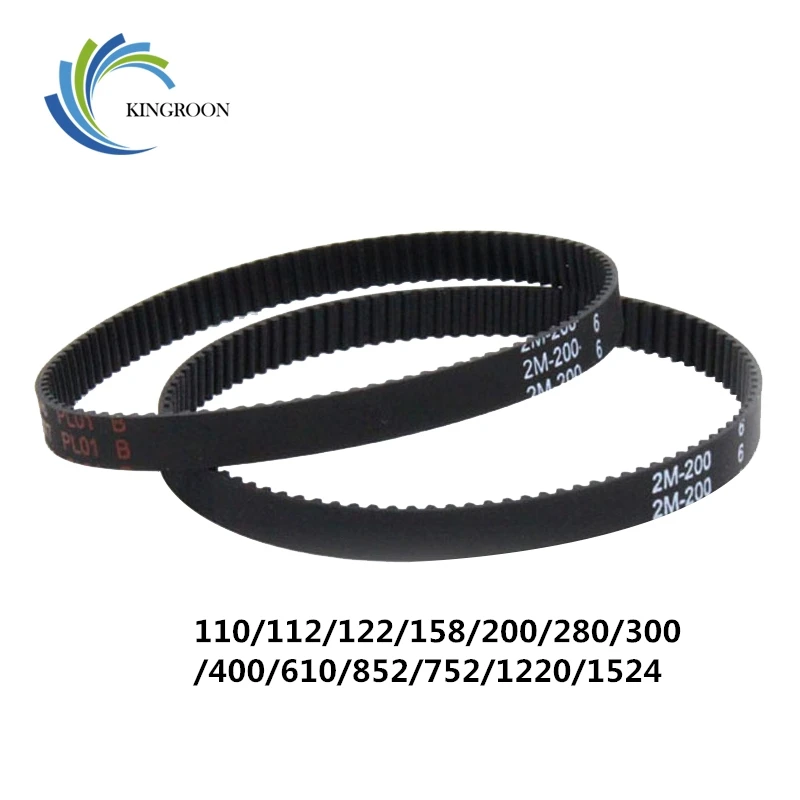 GT2 ปิด Loop Timing Belt ยาง 2GT 6 มม.3D เครื่องพิมพ์ 110 112 122 158 200 280 300 400 610 852 มม.Synchronous เข็มขัด Part