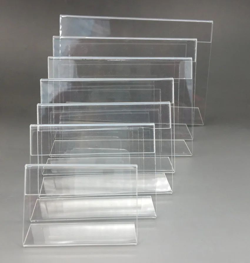 1Pack Smaller T1.2mm Acrylic Plastic Price Label Card Holders L Shape Display Stands Sign Paper Promotion on Table