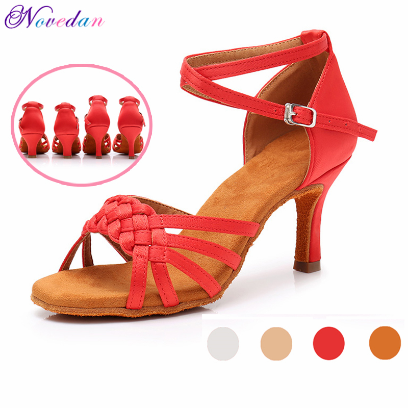 Neue Rot Weiß Frauen Latin Dance Schuhe Ballsaal Tango Damen Mädchen Weiche Sohle Satin Salsa Tanzen Schuhe Für Frauen Grils