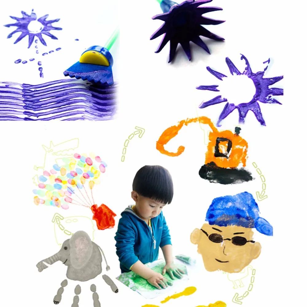 Tự Làm Hoa Graffiti Bọt Biển Nghệ Thuật Tiếp Liệu Bàn Chải Cói Tranh Dụng Cụ Hình Vẽ Ngộ Nghĩnh Đồ Chơi Ngộ Nghĩnh Đồ Chơi Sáng Tạo Cho Trẻ Em 4 Cái/bộ