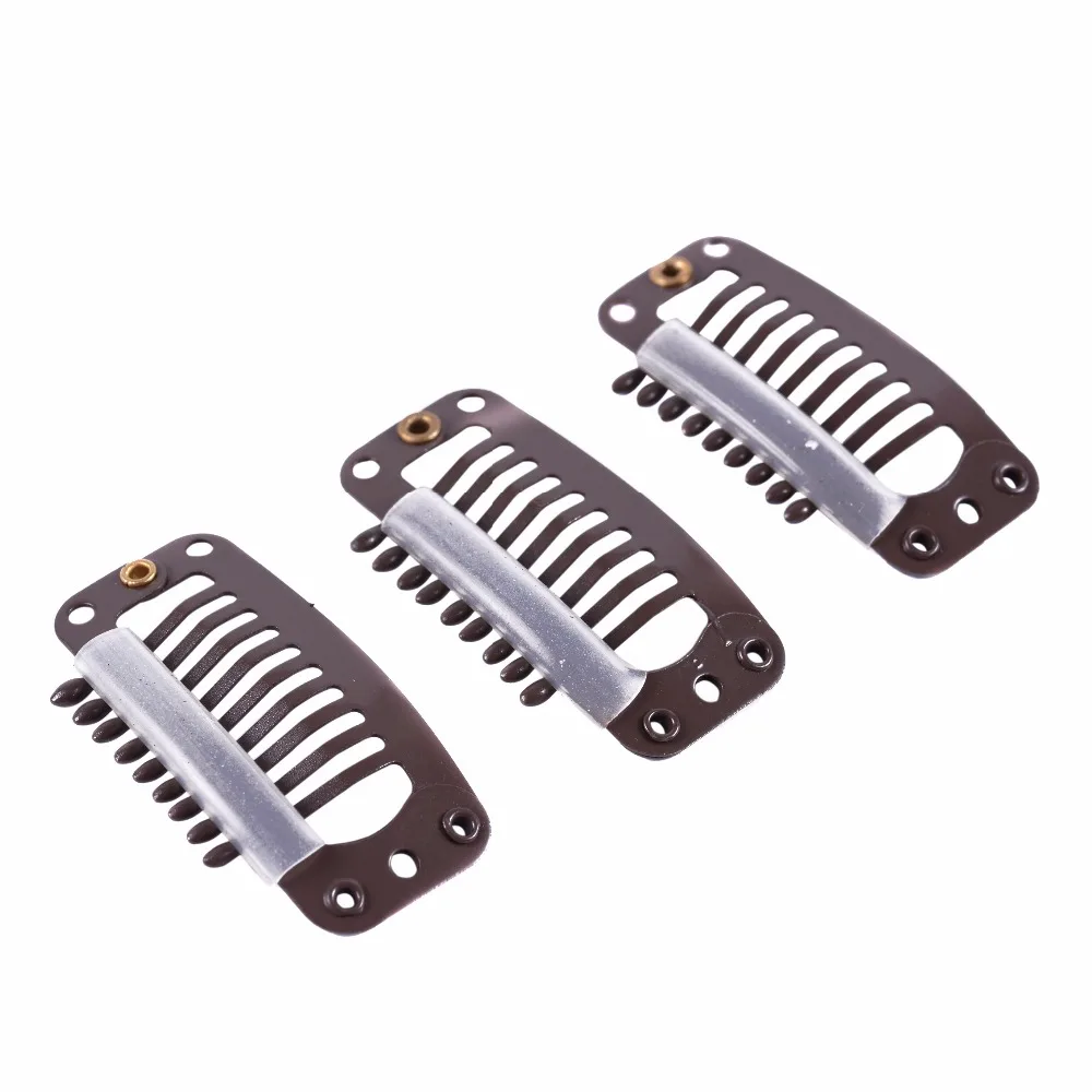 12 Chiếc 32Mm 9-Răng Tóc Kẹp Ốp Kim Loại Kẹp Với Ốp Lưng Cho Kẹp Trong Con Người làm Tóc Tóc Giả Lược Kẹp