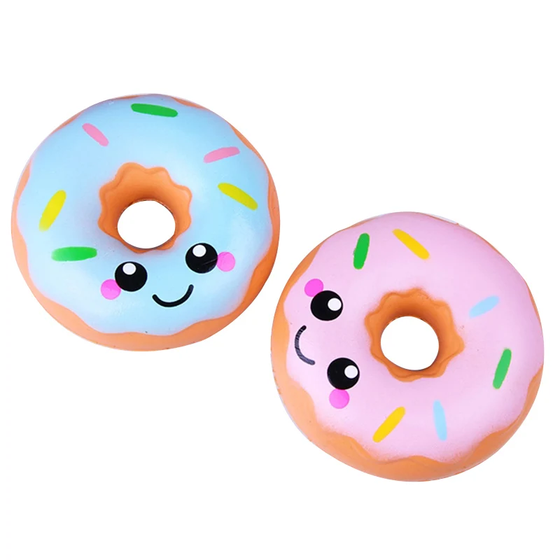 น่ารักยิ้ม Donut Squishy จําลองที่เพิ่มขึ้นช้า PU ขนมปังเค้กหอมนุ่มบีบของเล่นความเครียดบรรเทาสําหรับเด็กสนุกของขวัญ 10*10 ซม.