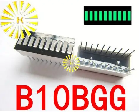 Tubo Digital LED de 10 segmentos, barra de 10x25mm, módulo de pantalla B10G, B10R, B10BB, B10BY, B10BW, 10 unidades