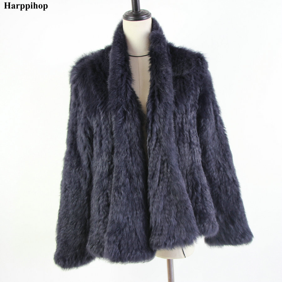 2021 Hot koop gebreide konijnenbont jas populaire mode bontjas winterbontjas voor dames * harppihop