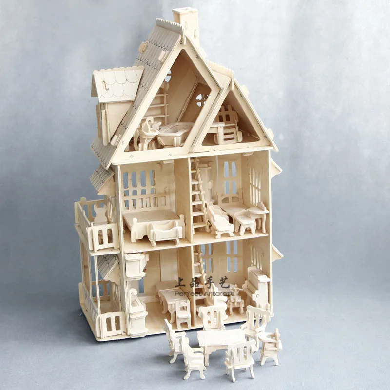 Gỗ Nhà Búp Bê Thu Nhỏ Đồ Gỗ Đồ Chơi Cho Búp Bê DIY Tháo Rời Nhà Búp Bê Giả Vờ Chơi 3D Xếp Hình Đồ Chơi Quà Tặng Cho Trẻ Em