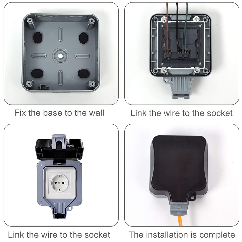 EU Steckdose IP66 Wasserdichte außen stecker Steckdose Steckdose Outdoor Steckdose Für Garten Garage Keller