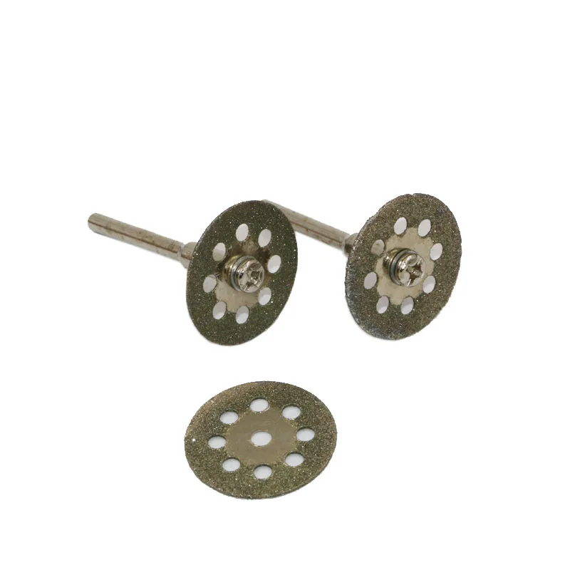 New Hot Sale 10Pcs 22mm Mini Sharp Diamond Cut Off Rotary Tool Cutting Disc Disks DIY Tools Accessories For Dremel with 2Pcs rod
