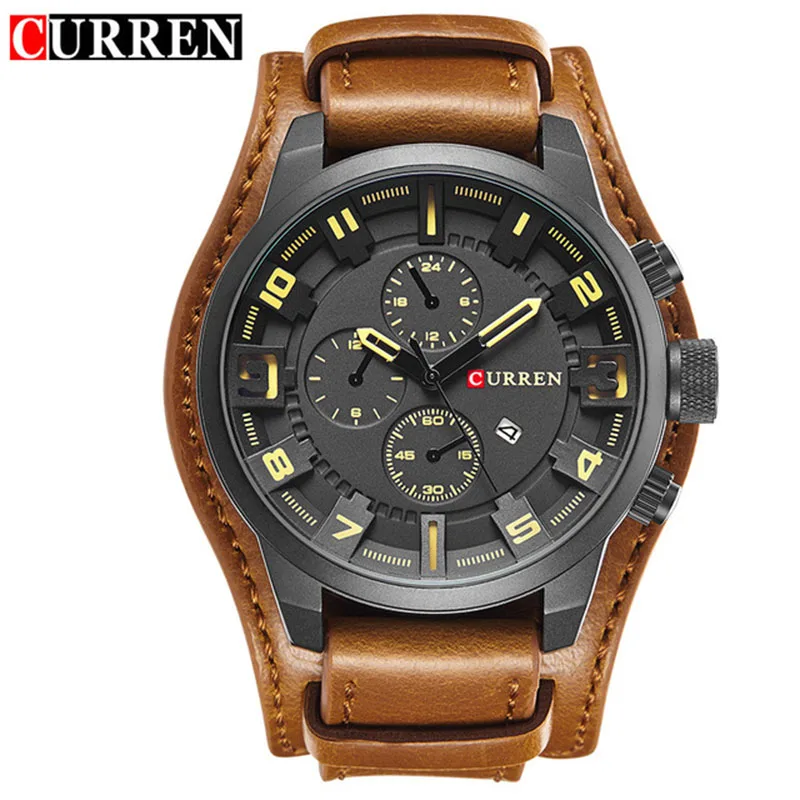 Nuevos Relojes CURREN, marca de lujo, reloj para hombre, correa de cuero, reloj de cuarzo a la moda, reloj de pulsera deportivo informal, reloj con fecha, Relojes 8225