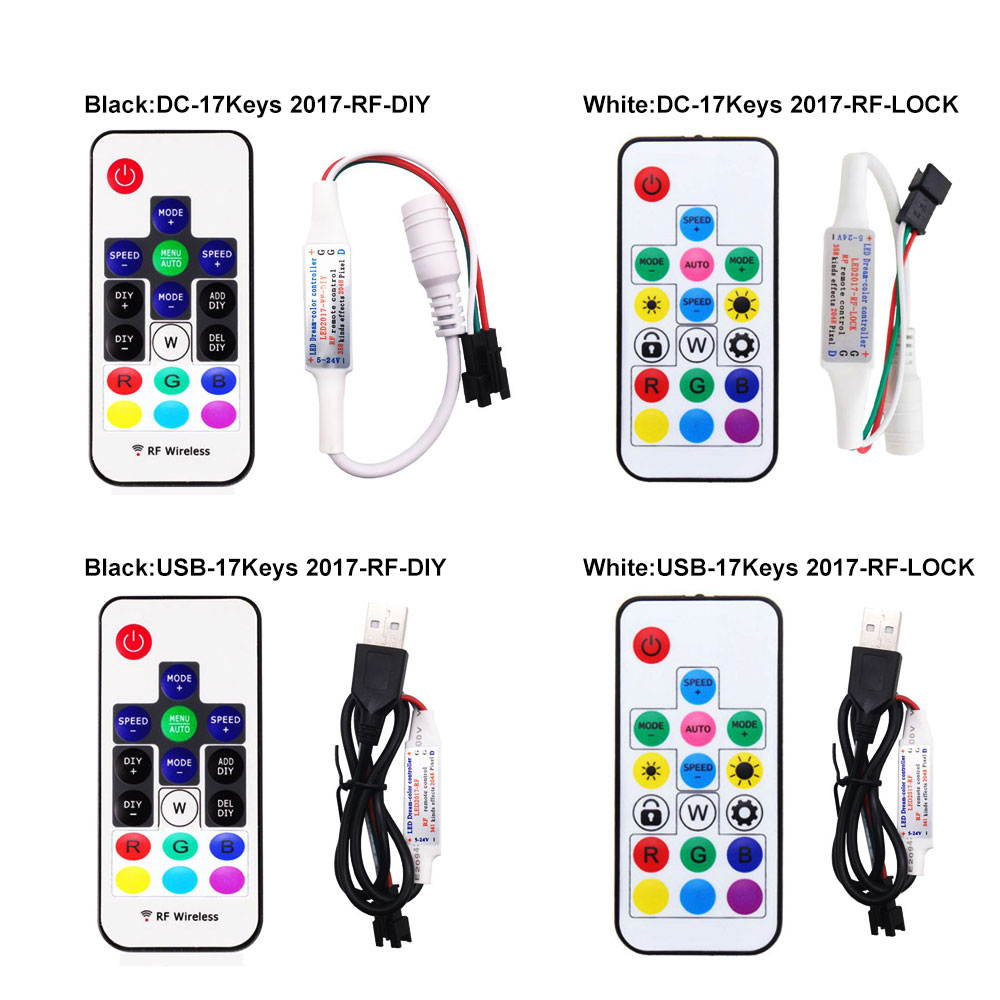 RF 14/17/21 Tasten USB/DC MINI 3 Tasten LED Pixel Streifen Licht Controller für WS2811 WS2812B 1903 mit Fernbedienung DC5-24V