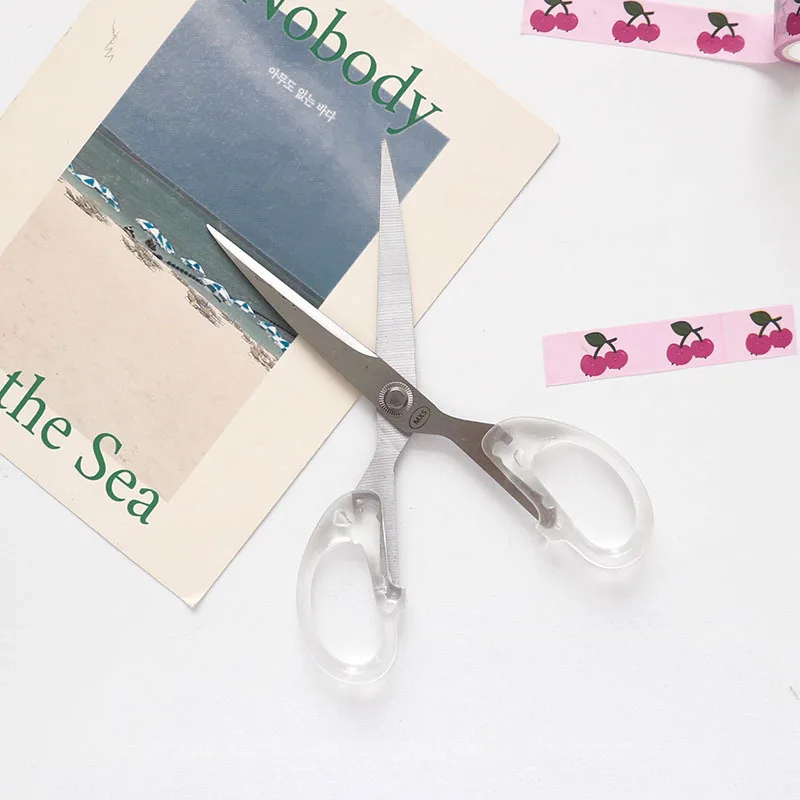 Simplicity Transparent Handle Stationery Scissors Home Furnishing for Fine Art Soft Decor Journal Cutting Tools Office Supplies