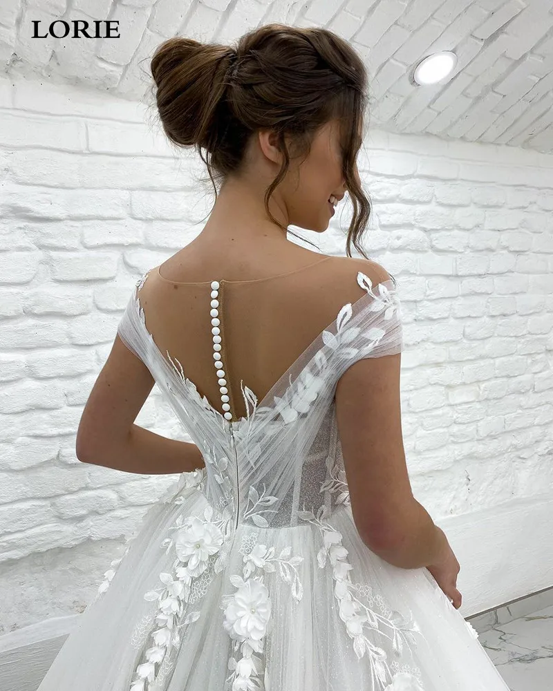 LORIE 공주 웨딩 원피스 오프숄더 3D 레이스 아플리케, 보호 신부 드레스, 맞춤형 볼 가운, 2022