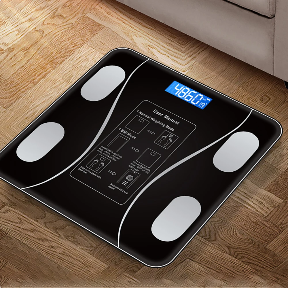 Balança de gordura corporal inteligente, sem fio, digital, para banheiro, analisador de composição corporal com aplicativo de smartphone, compatível com bluetooth