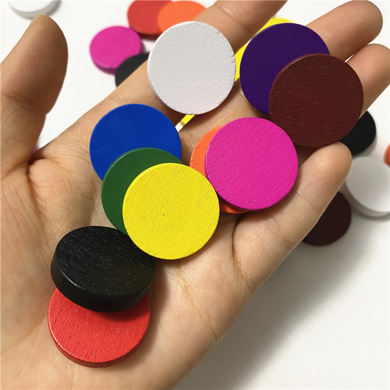 Bộ 50 25*5Mm Nhiều Màu Sắc Vòng Tròn Gỗ Tấm Chip Miếng Xếp Hình Bộ Cờ Tướng Cho Bảng Trò Chơi Phụ Kiện 10 màu Sắc