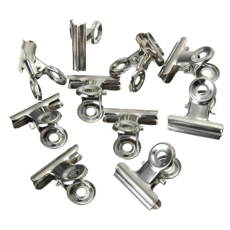 Clip per raccoglitori di documenti in carta per ufficio in metallo tono argento da 10 pezzi convenienti 22mm